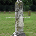 Antique decorative greek stone draped round columns for garden or cemetery decoration